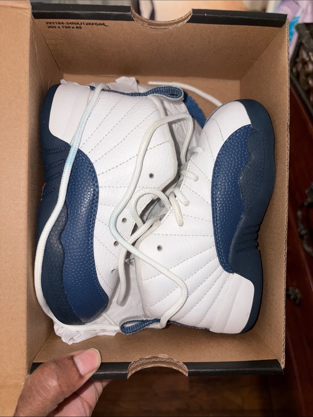 Jordan Kids White and Navy High-Top Sneakers